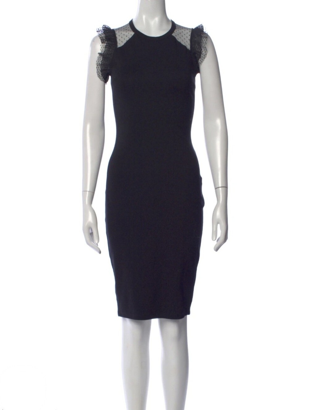RED Valentino Black Swiss Dot Lace Sleeve Detail Midi Dress